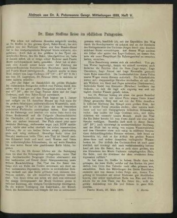 Dr. Hans Steffens Reise im südlichen Patagonien.
