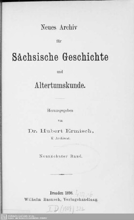 19.1898: Neues Archiv für sächsische Geschichte