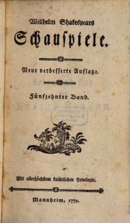 Willhelm Shakespears Schauspiele, 15