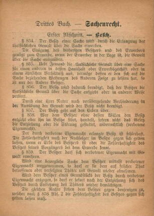 Drittes Buch. - Sachenrecht.