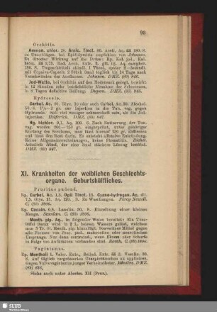 XI. Krankheiten der weiblichen Geschlechtsorgane. Geburtshülfliches