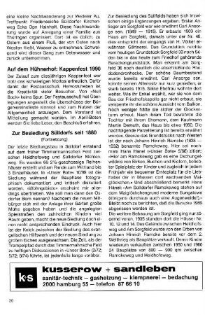 Zur Besiedlung Sülldorfs seit 1880 : (Fortsetzung)