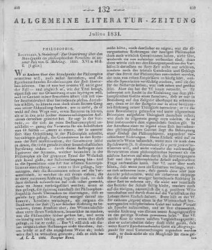 Mehring, G.: Zur Orientierung über den Standpunkt des philosophischen Forschens in unserer Zeit. Stuttgart: Steinkopf 1830