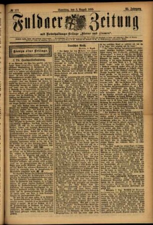 Erste Ausgabe vom Samstag, den 03. August 1895.