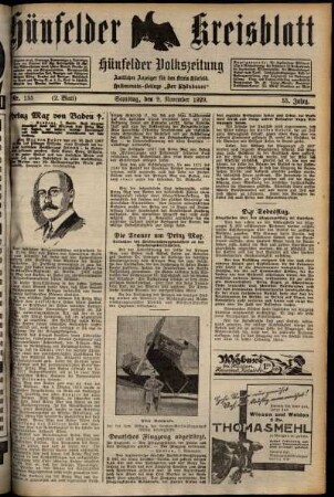Zweite Ausgabe vom Samstag, den 09. November 1929.