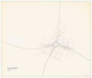 Sanierung Kreuzberg, Berlin Untersuchungen und Planungen von Werner March: Schnellstraßenkreuz im Bezirk Kreuzberg (Variante 1a) 1:5000, (von Inv.nr. 39640)