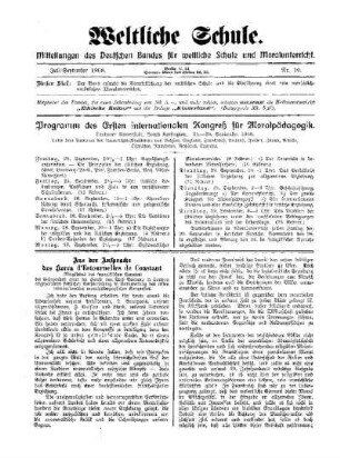 Programm des Ersten internationalen Kongreß für Moralpädagogik