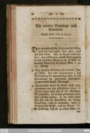 Am vierten Sonntage nach Trinitatis. Epistel, Röm. VIII. v. 18 - 23.