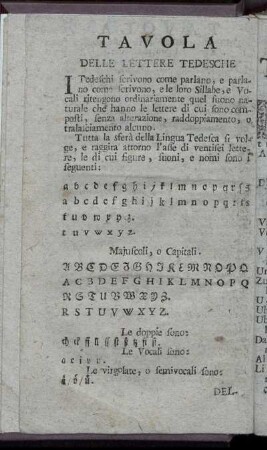 Tavola Delle Lettere Tedesche