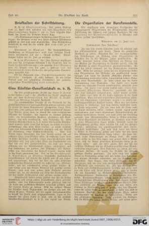 Briefkasten der Schriftleitung