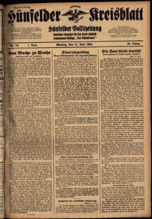 Erste Ausgabe vom Montag, den 11. Juni 1934.