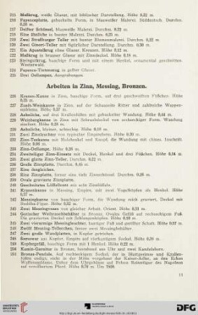 Arbeiten in Zinn, Messing, Bronzen (Nr. 226-279)