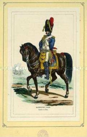 Uniformdarstellung, Grenadier zu Pferde der Kaiserlichen Garde, Frankreich, 1812. Tafel 19 aus: Bellangé: Die Soldaten der französischen Republik und des Kaiserreichs.