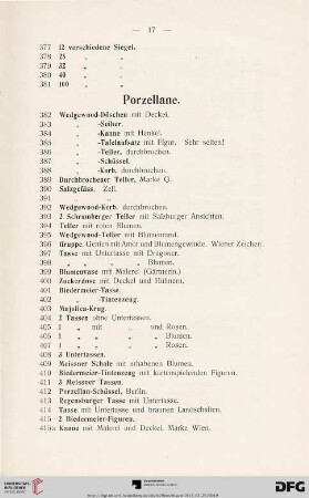 Porzellane/Ludwigsburger Porzellan (Nr. 382-434a)