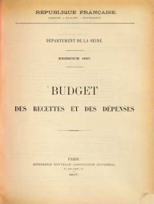 Budget des recettes et des dépenses. 1897
