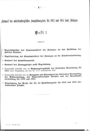 Hauptfinanzetat 1913-1914, Heft 1