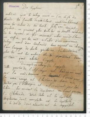 "Des Eyptiens", "de la Chine", "des Juifs", "des canéens", "de la syrie" und "de la Grèce"