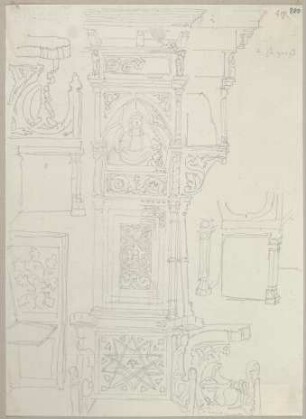 Einer der in Holz geschnitzten Chorstühle im Dom von Orvieto
