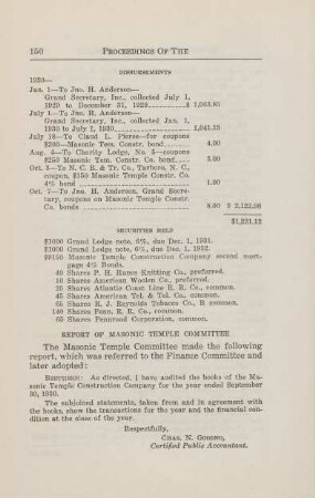 Report of Masonic Temple Committee