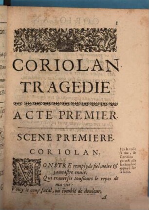 Le Veritable Coriolan : Tragedie ; Representée par la Troupe Royale
