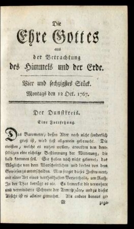 Vier und sechzigstes Stück. Montags den 12 Oct. 1767
