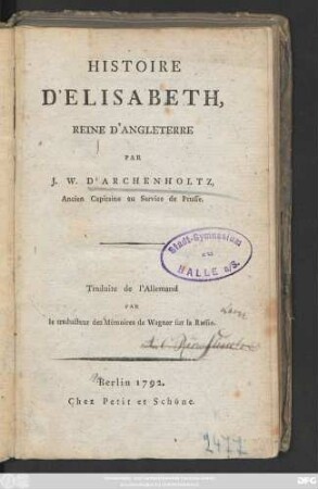 Histoire D'Elisabeth, Reine D'Angleterre