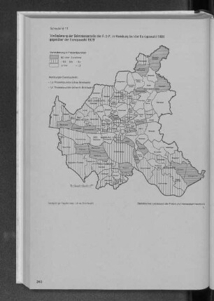 Schaubild 11 Veränderung der Stimmenanteile der F.D.P. in Hamburg bei der Europawahl 1984 gegenüber der Europawahl 1979
