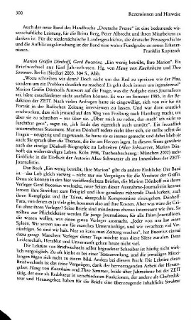 Dönhoff, Marion Gräfin ; Bucerius, Gerd :: "Ein wenig betrübt, Ihre Marion", ein Briefwechsel aus fünf Jahrzehnten, hrsg. von Haug von Kuehnheim und Theo Sommer : Berlin, Siedler, 2003