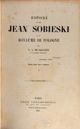 Histoire du roi Jean Sobieski et du royaume de Pologne, 1