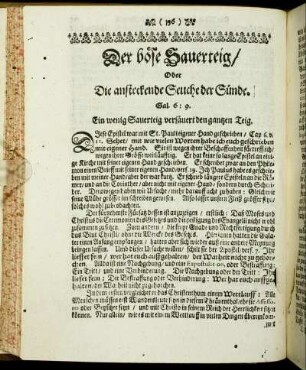 Der böse Sauerteig/ Oder Die ansteckende Seuche der Sünde.