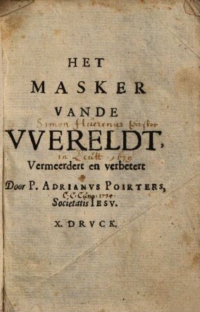 Het Masker vande Wereldt