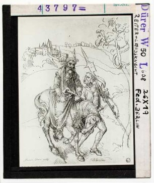 Albrecht Dürer: Reiter und Landsknecht, Zeichnung. Berlin