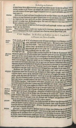 VIII Hooftstuck. De Kusten van Ruslant van de C. Candenoes oostwaert tot Nova Zembla.