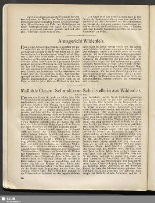 Mathilde Clasen-Schmidt, eine Schriftstellerin aus Wildenfels