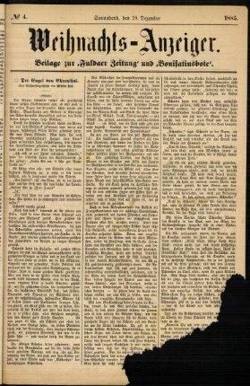 Zweite Ausgabe vom Samstag, den 09. Januar 1886.