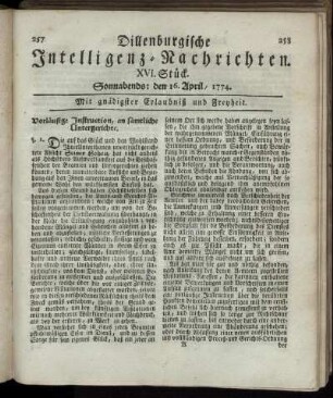 Sonnabends: den 16. April 1774.
