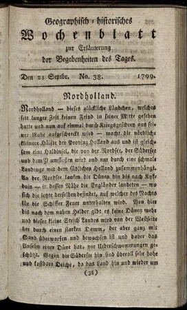 No. 38. Den 21. Septbr. 1799.