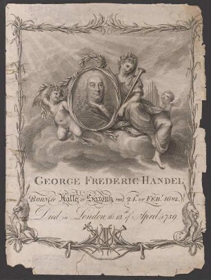 Porträt Georg Friedrich Händel mit allegorischen Figuren