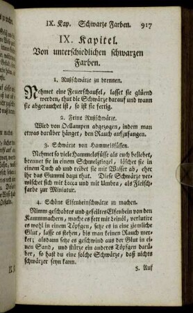 IX. Kapitel. Von unterschiedlichen schwarzen Farben.
