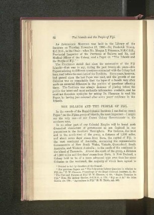 The Islands and the People of Fiji. Morgan I. Finucance, M.R.C.S.E.