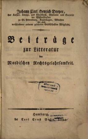 Beiträge zur Litteratur der Nordischen Rechtsgelahrsamkeit