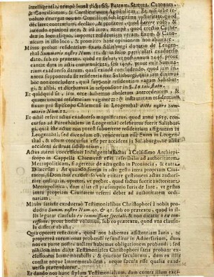 R. P. D. Scotto Salisburgen., seu Chiemen. Testimonialium : Pro Celsissimo, & Reuerendiss. D. Archiepiscopo, & Principe Salisburgensi. Contra Illustriss. & Reuerendiss. D. Episcopum Chiemensem. Replicatio Facti. Die Veneris 20. Iunij 1704. Recedendum a Decisis