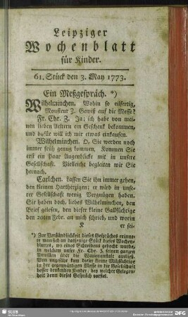 61. Stück den 3. May 1773