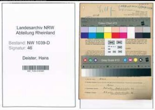 Entnazifizierung Hans Deister , geb. 29.06.1914 ()
