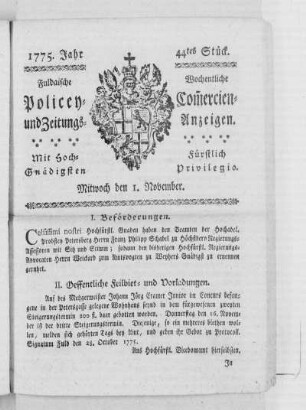 44tes Stück, Ausgabe vom 1. November 1775