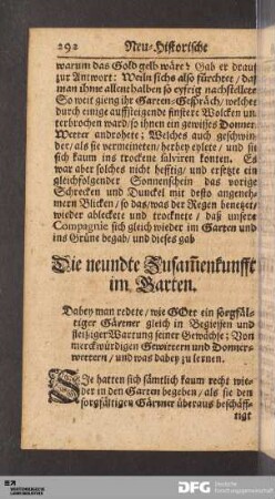 Die neundte Zusammenkunfft im Garten