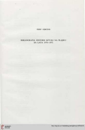 Bibliografia historii sztuki na Śląsku za lata 1970-1971