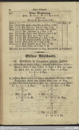 Elfter Abschnitt. XI. Dividiren in benannten ganzen Zahlen