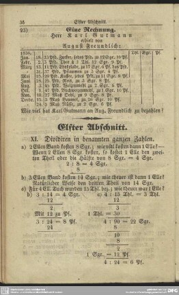 Elfter Abschnitt. XI. Dividiren in benannten ganzen Zahlen