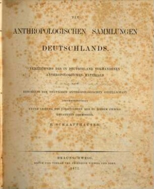 Die Anthropologische Sammlung des Anatomischen Museums der Universität Bonn am 1. März 1877
